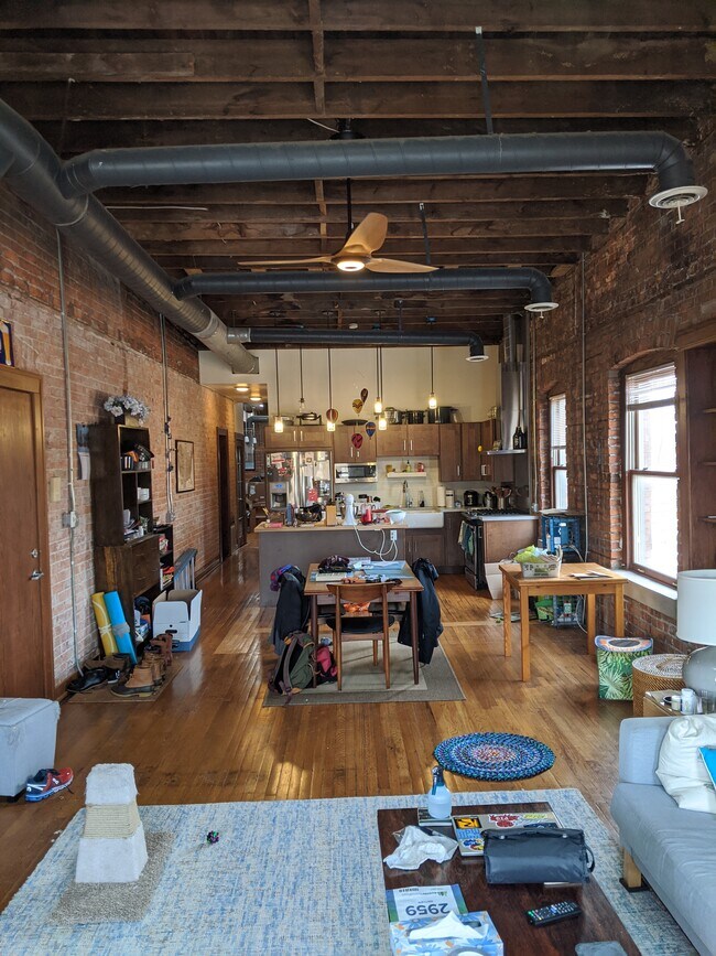 View into kitchen from living area - 3933 Trumbull St Unit 6