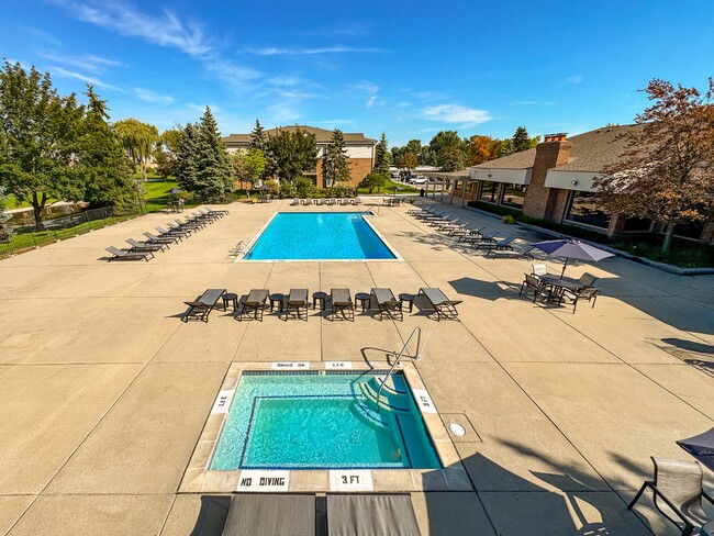 Heated pool and sauna at Prentiss Pointe Apartments in Harrison Township, MI - Prentiss Pointe Apartments