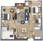 2 Bed/ 2 Bath HC (1049 sq ft)