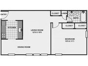 Enormous 1 br. Floor Plan: L-1 & L-2 Style sq ft 750-750