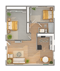 Courtyard | 2-Bedroom Floorplan