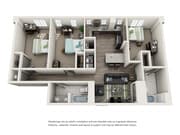 Plano de planta de 3 habitaciones | Apartamentos fuera del campus de IU | Avenue on College