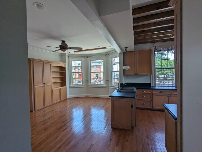 Open Kitchen and Living Room with Built Ins - 4413 GEORGIA AVE NW Apartments Unit #3