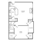 1 habitación/1 baño/808 ft²