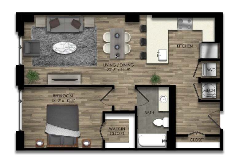 Floor Plan - 1 Bed/1 Bath-31W