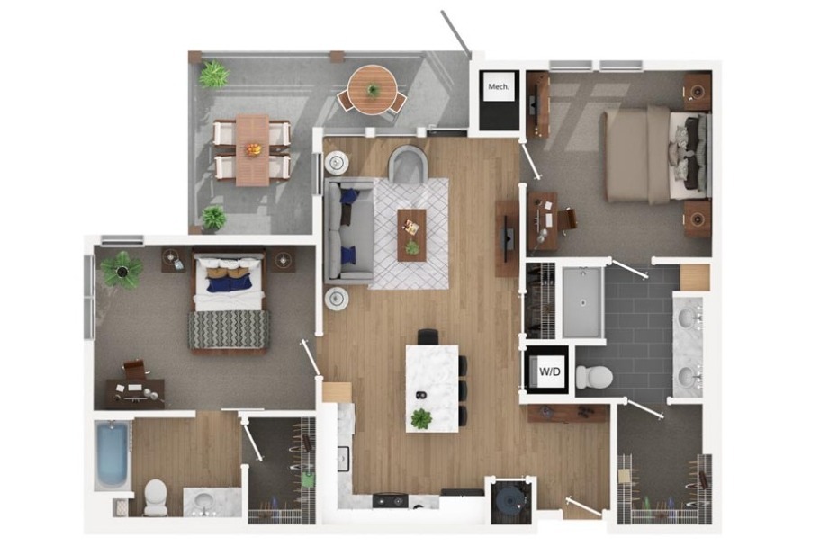 B2 2 BEDROOM | 2 BATH 1,169 SQ. FT - B2