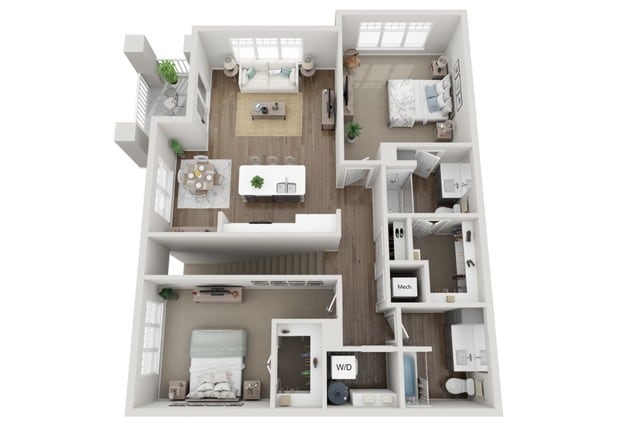 Floor Plan 2C | Seasons at River View | Apartments in Pleasant Prairie, WI - 2C