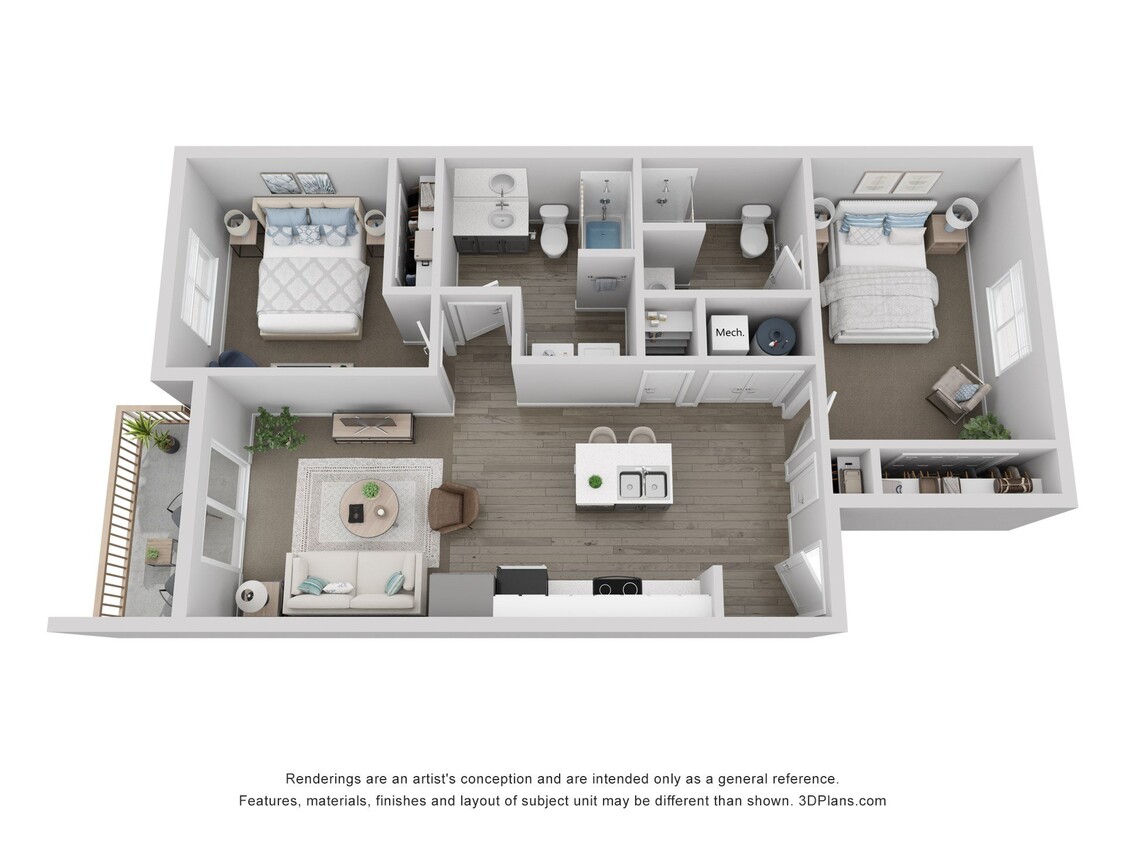 Floor Plan - 2 Bedrooms, 2 Bathrooms