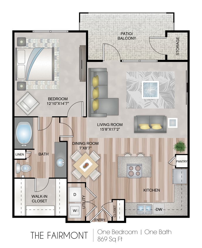 Floor Plan - The Fairmont | 1 Bed | 1 Bath | 11FNR