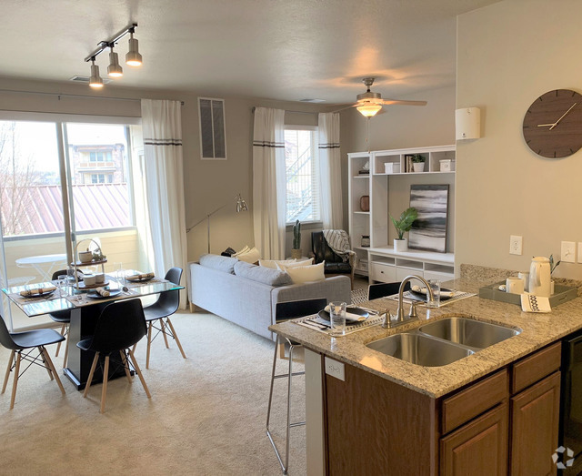 Living Room With Kitchen View - San Marino Apartments