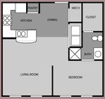 Suite H | 1 Bed 1 Bath | 588 sqft