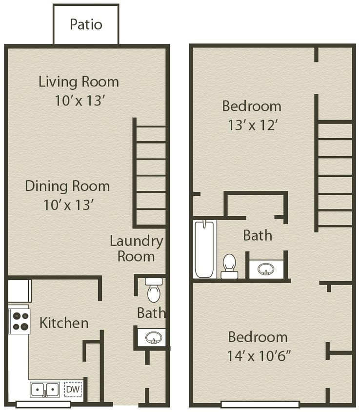2BR/1.5BA - 2 Bedroom Townhome (1,032)