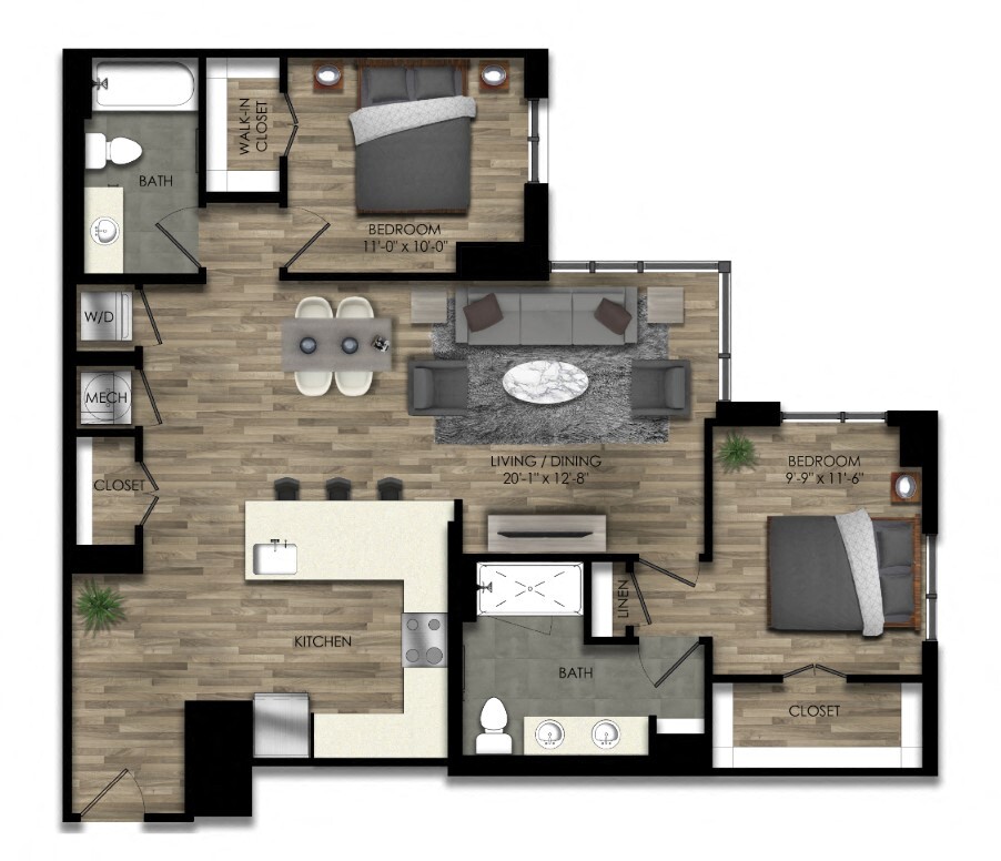 Floor Plan - 2 Bed/2 Bath-22W