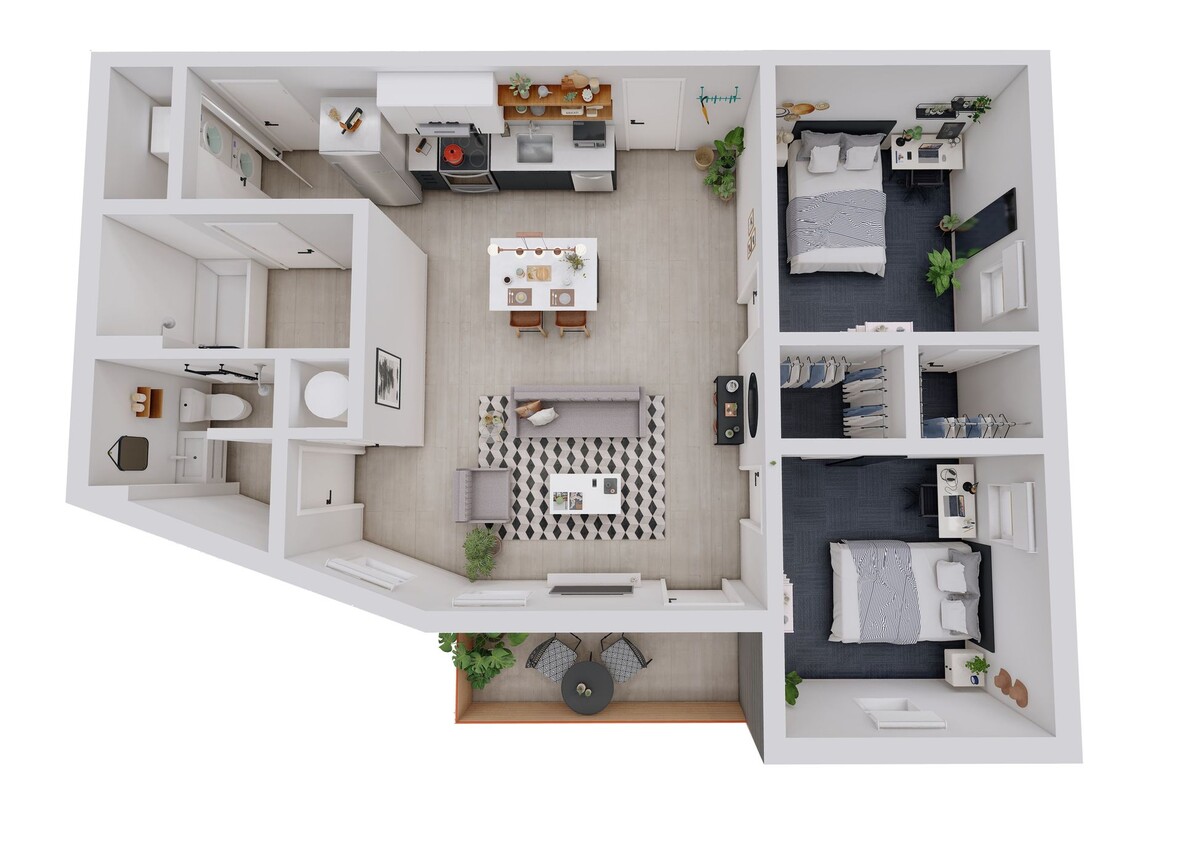 Floor Plan - 1 Bed 1 Bath