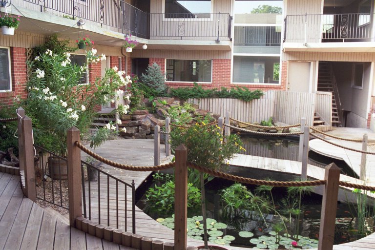interior koi pond - Casa Rosa Apartments