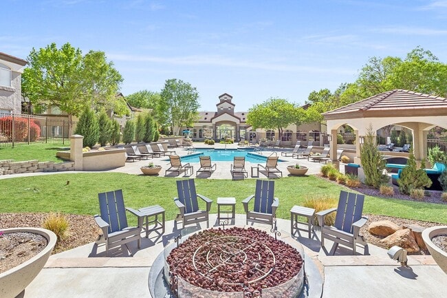 Enjoy cozy evenings by the firepit in our stunning poolside patio area