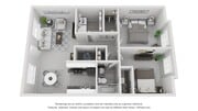 A 3D floor plan rendering of The Lenexa