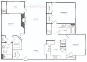 Three Bedroom Two Bath (1295 SF)