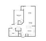 One Bedroom One Bath (724 SF)