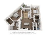 The Arden is a 1,189 SF two-bedroom two-bathroom apartment with balcony / patio that blends comfort, refinement, and a sense of arrival.