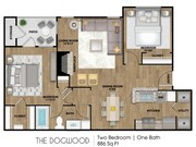 B1 Floorplan: 2 Bedroom, 1 Bathroom