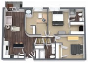2 bedroom + Den, 2 bathroom