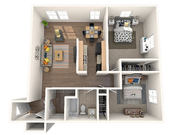 Two Bedroom One Bath 952 SF
