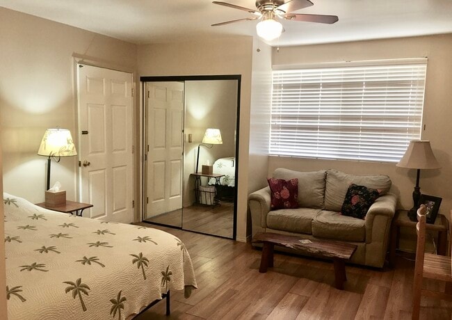 Mirrored wardrobe, queen sized bed memory foam