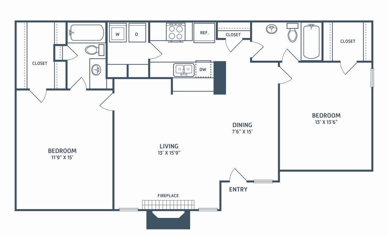 Floor Plan - Two Bedroom Two Bathroom