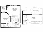1 bedroom 1.5 bath w/ loft