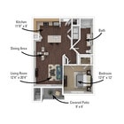 809-822 sq.ft- 1 bed, 1 bath