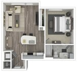 the ARDENT | ONE BEDROOM, ONE BATH STUDIO, 686 TOTAL SF