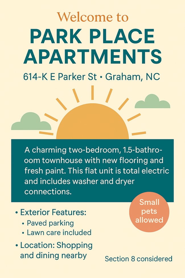 Two bedroom, 1.5 townhouse in Graham (Park... - Two bedroom, 1.5 townhouse in Graham (Park... Unit K