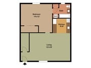 1 bedroom, 1 bathroom 2d floor plan Harvard