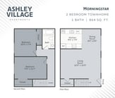 2BR 1BA 864 SF