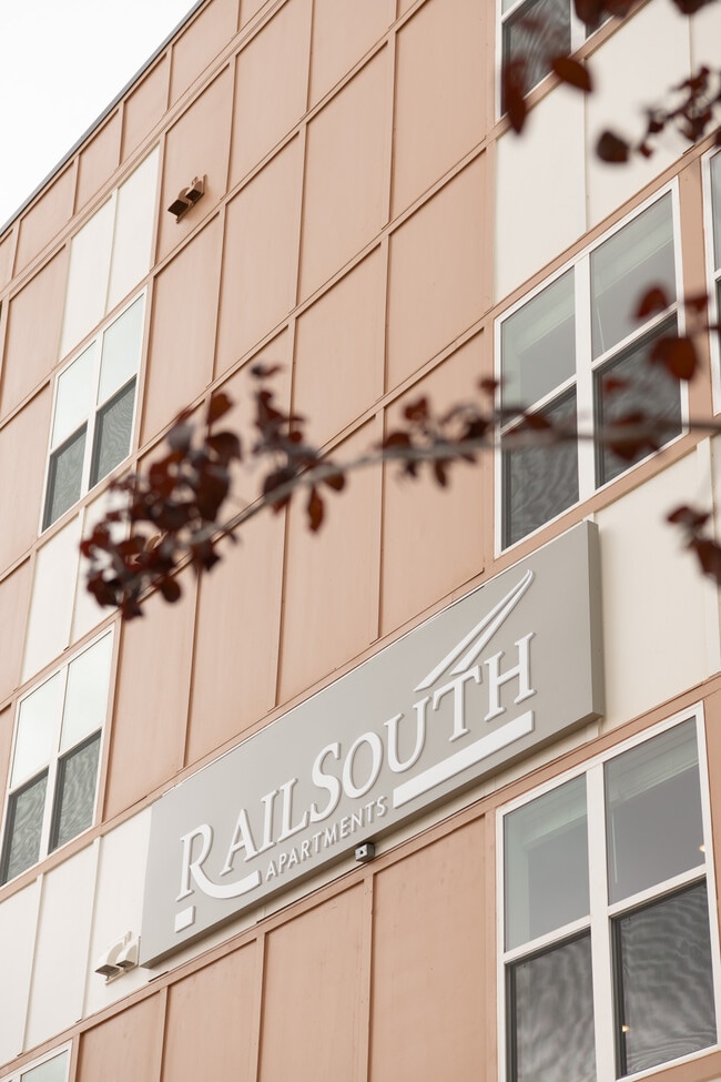 Rail South Building Exterior and Sign