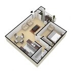 1 Bedroom 1 Bath - No Washer/Dryer.