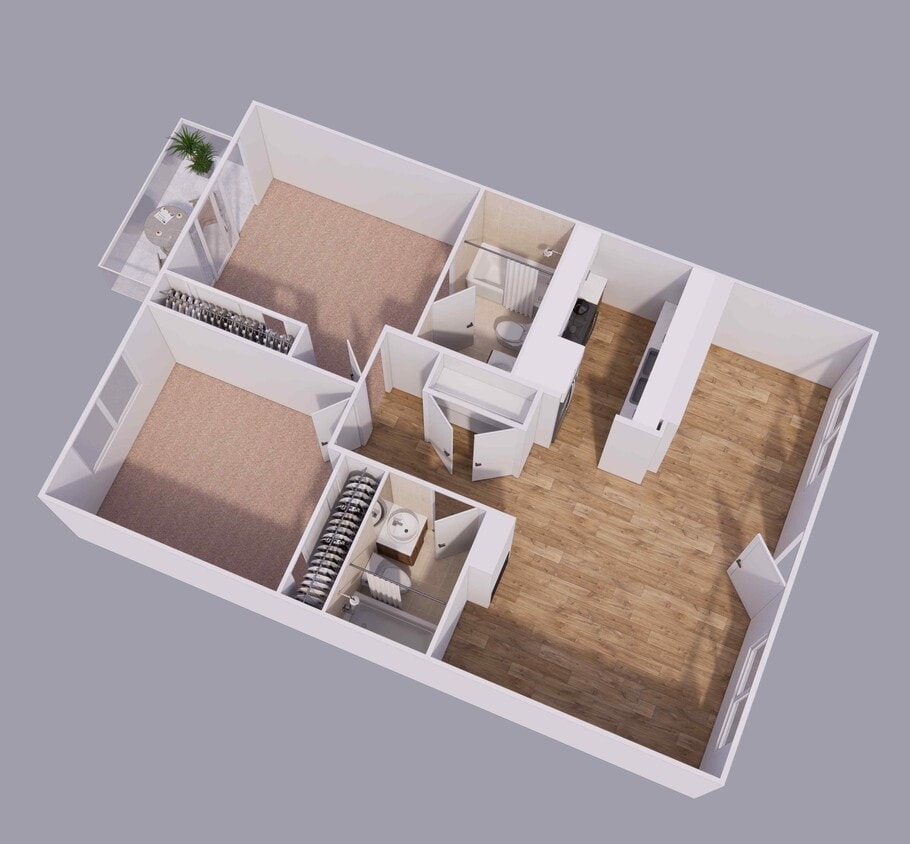 Floor Plan - 2 Bed + 2 Bath