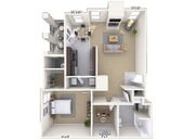 1 bed 1 bath Hampton Court floor plan