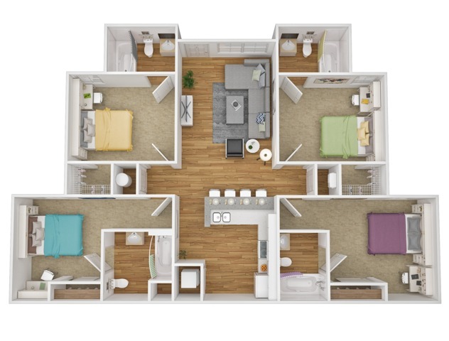 4-4 Flat - 4BR/4BA - Flat LVP