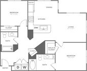 Two Bedroom Two Bath (1,137 SF)