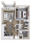 Plano de planta A2 de los apartamentos Ascend Brightleaf