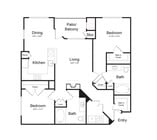 Two Bedroom Two Bath (1132 SF)