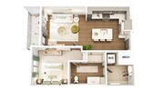 3D Floorplan - Unit A1HC_Scheme 1