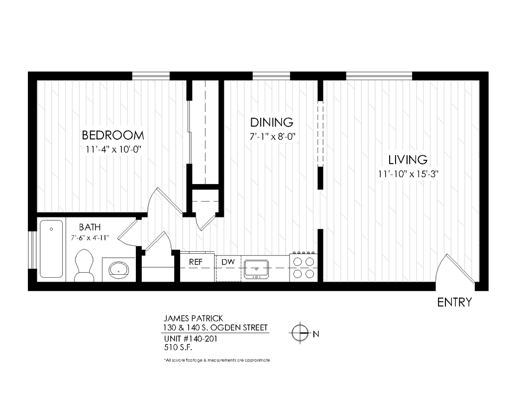 Floor Plan - One Bedroom, One Bath