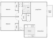 Two Bedroom One Bath Classic floor plan Irwin Park