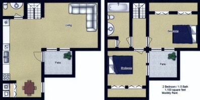 Townhome Floor Plan - Pine Ridge Apartments