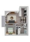 3D One Bedroom Floor Plan Image