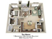 1 Bedroom | 1 Bath | 860 SF