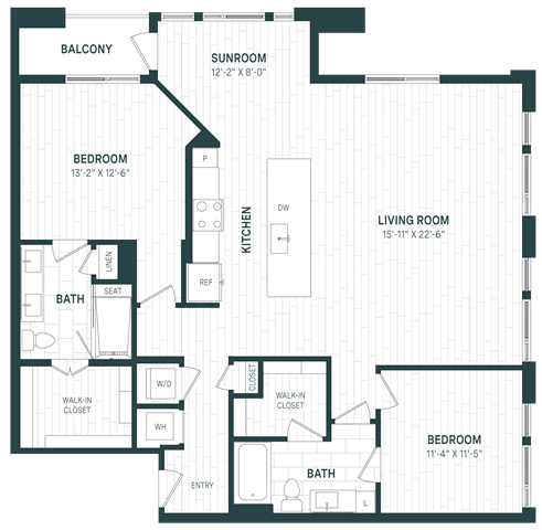 Floor Plan - 2 Bed/2 Bath-C07